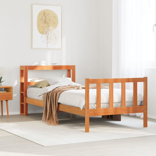 Bed Frame with Headboard without Mattress Wax Brown 90x200 cm