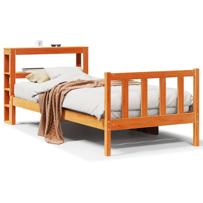 Bed Frame with Headboard without Mattress Wax Brown 100x200 cm
