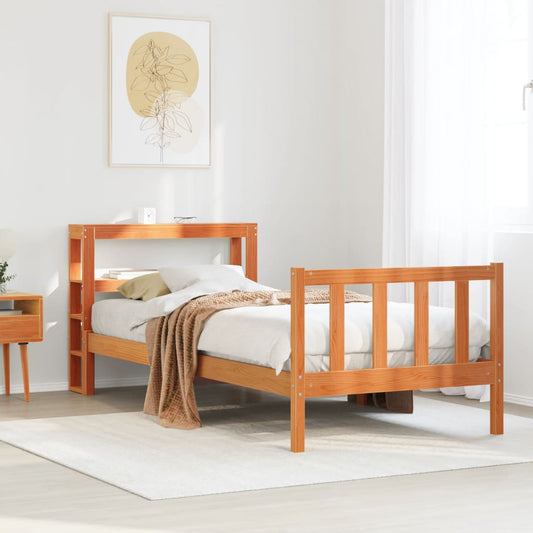 Bed Frame with Headboard without Mattress Wax Brown 100x200 cm