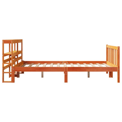 Bed Frame with Headboard without Mattress Wax Brown 140x200 cm