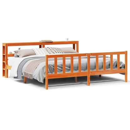 Bed Frame with Headboard without Mattress Wax Brown 180x200 cm Super King