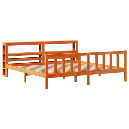 Bed Frame with Headboard without Mattress Wax Brown 180x200 cm Super King