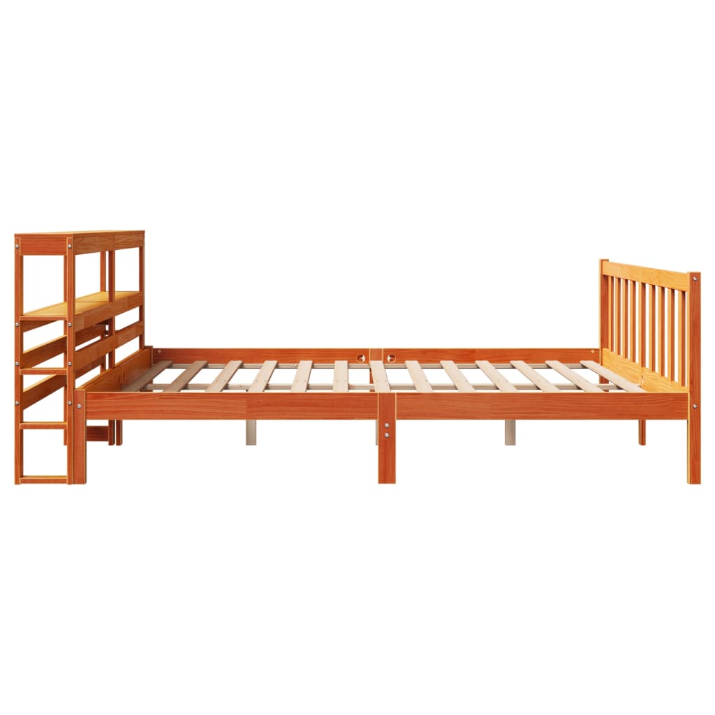 Bed Frame with Headboard without Mattress Wax Brown 180x200 cm Super King