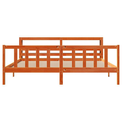Bed Frame with Headboard without Mattress Wax Brown 200x200 cm