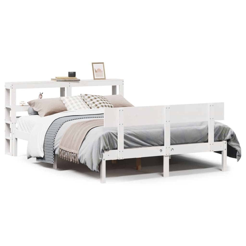 Bed Frame without Mattress White 140x190 cm Solid Wood Pine