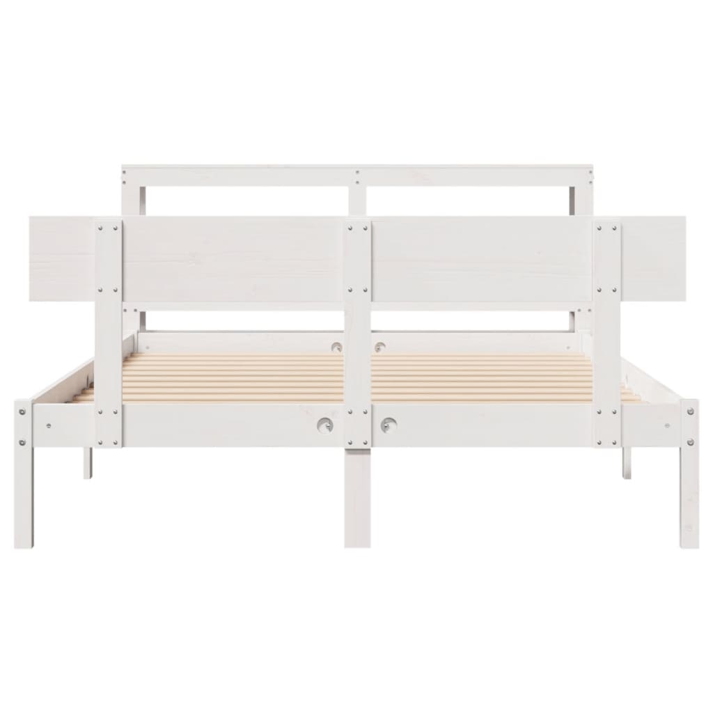 Bed Frame without Mattress White 140x190 cm Solid Wood Pine