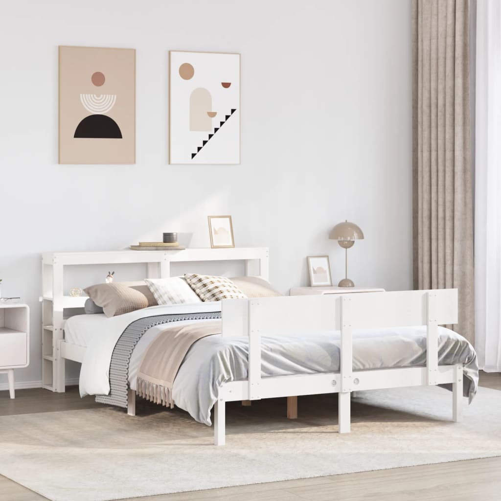 Bed Frame without Mattress White 120x200 cm Solid Wood Pine