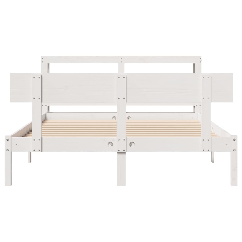 Bed Frame without Mattress White 150x200 cm King Size Solid Wood Pine