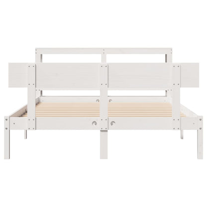 Bed Frame without Mattress White 150x200 cm King Size Solid Wood Pine