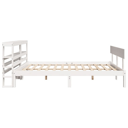 Bed Frame without Mattress White 150x200 cm King Size Solid Wood Pine