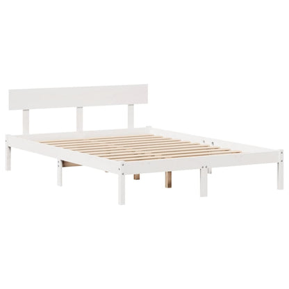 Bed Frame without Mattress White 150x200 cm King Size Solid Wood Pine