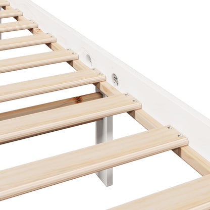 Bed Frame without Mattress White 150x200 cm King Size Solid Wood Pine