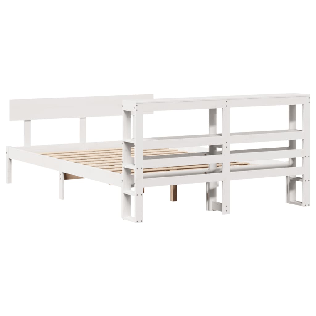 Bed Frame without Mattress White 160x200 cm Solid Wood Pine