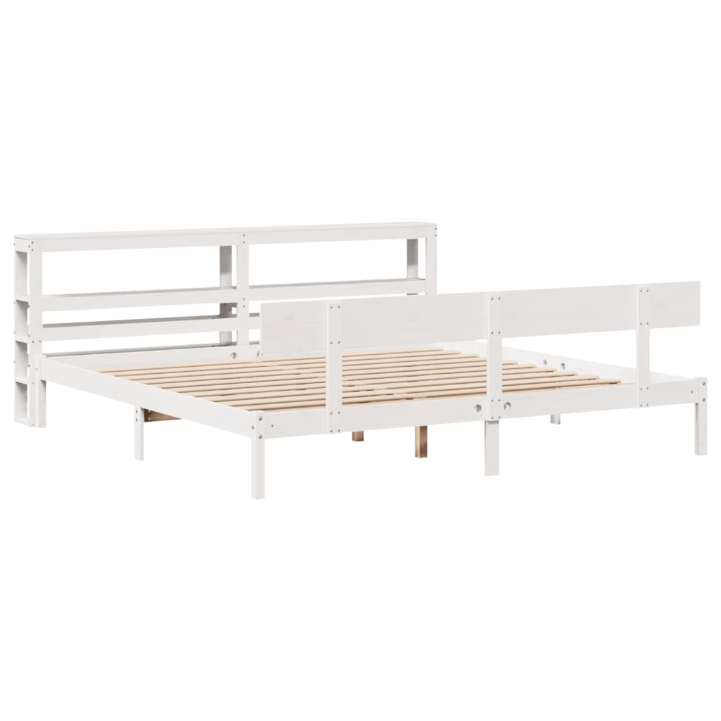 Bed Frame without Mattress White 180x200 cm Super King Solid Wood Pine