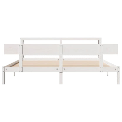 Bed Frame without Mattress White 180x200 cm Super King Solid Wood Pine