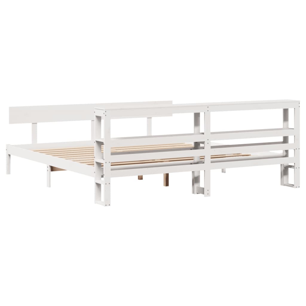 Bed Frame without Mattress White 180x200 cm Super King Solid Wood Pine
