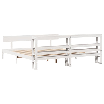 Bed Frame without Mattress White 180x200 cm Super King Solid Wood Pine