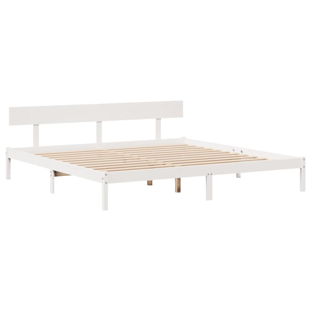 Bed Frame without Mattress White 180x200 cm Super King Solid Wood Pine