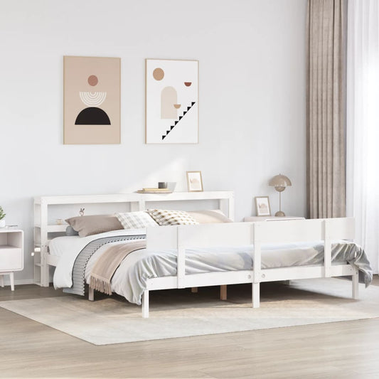 Bed Frame without Mattress White 180x200 cm Super King Solid Wood Pine