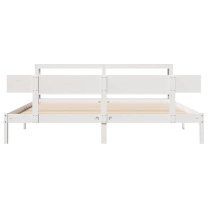 Bed Frame without Mattress White 200x200 cm Solid Wood Pine