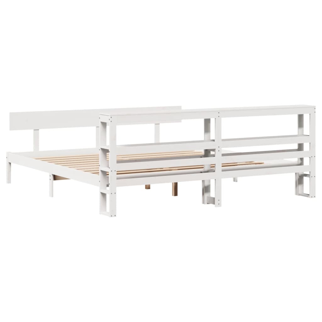Bed Frame without Mattress White 200x200 cm Solid Wood Pine