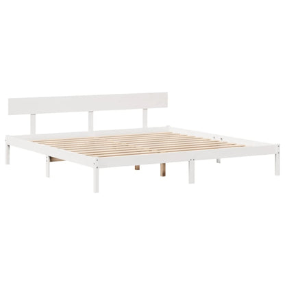 Bed Frame without Mattress White 200x200 cm Solid Wood Pine