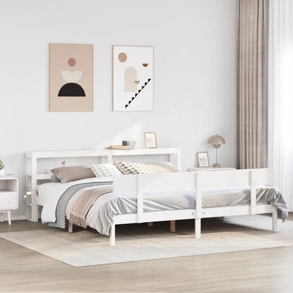 Bed Frame without Mattress White 200x200 cm Solid Wood Pine