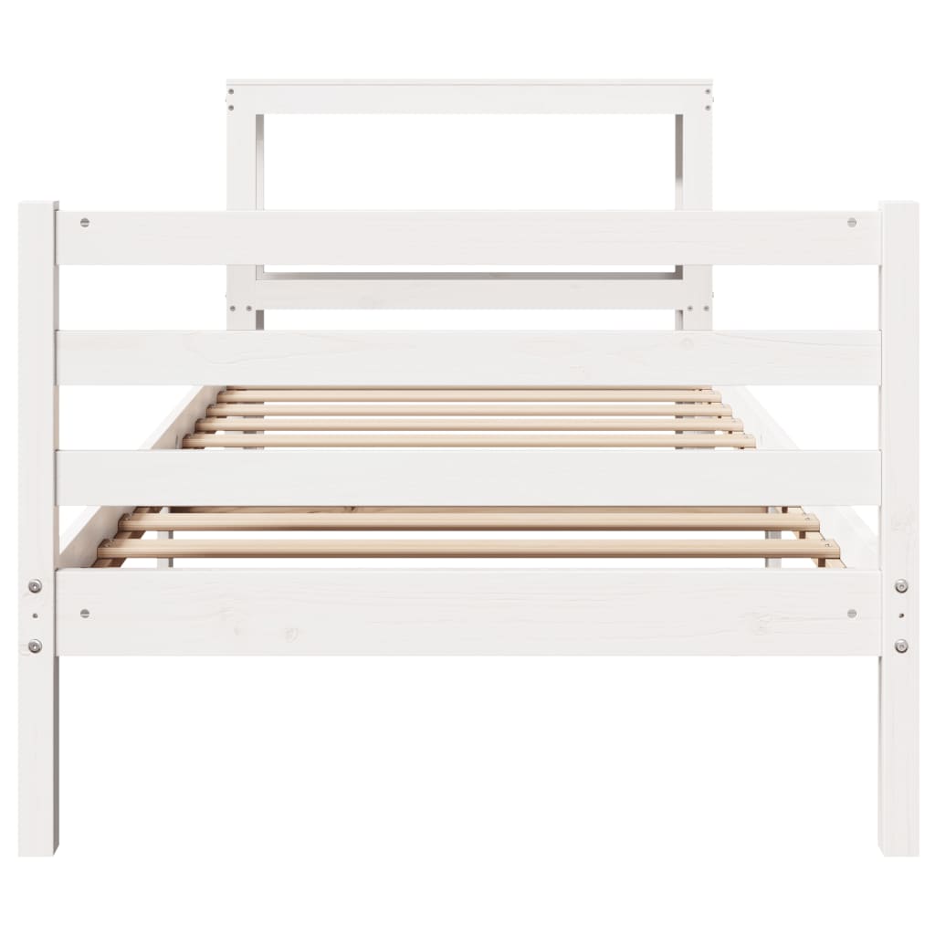 Bed Frame without Mattress White 75x190 cm Small Single Solid Wood Pine