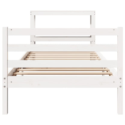 Bed Frame without Mattress White 75x190 cm Small Single Solid Wood Pine