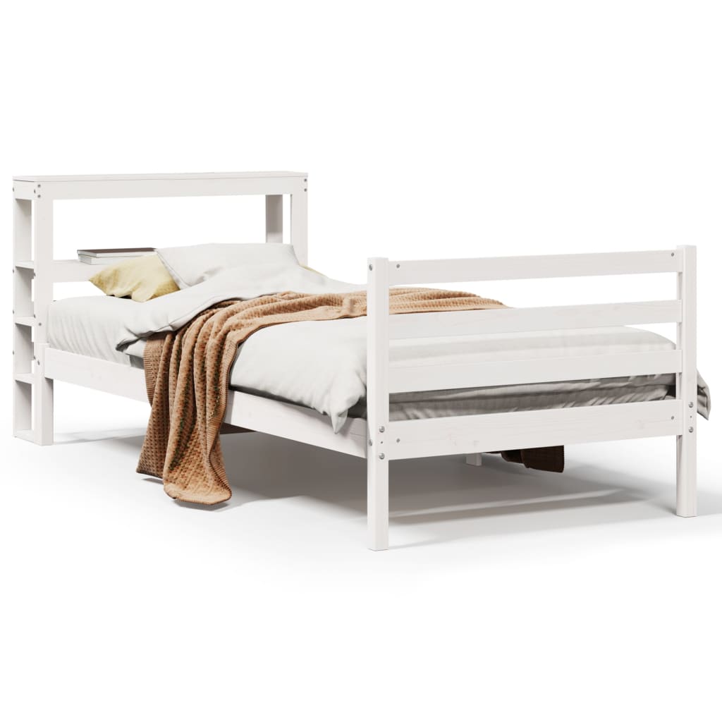 Bed Frame without Mattress White 90x190 cm Single Solid Wood Pine