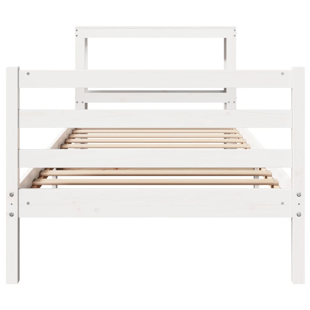 Bed Frame without Mattress White 90x190 cm Single Solid Wood Pine