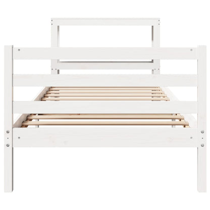 Bed Frame without Mattress White 90x190 cm Single Solid Wood Pine