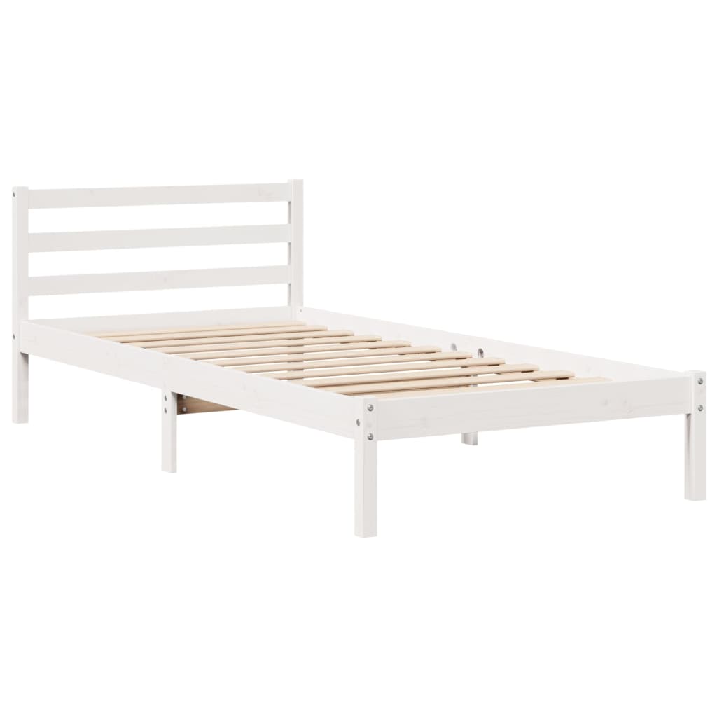 Bed Frame without Mattress White 90x190 cm Single Solid Wood Pine