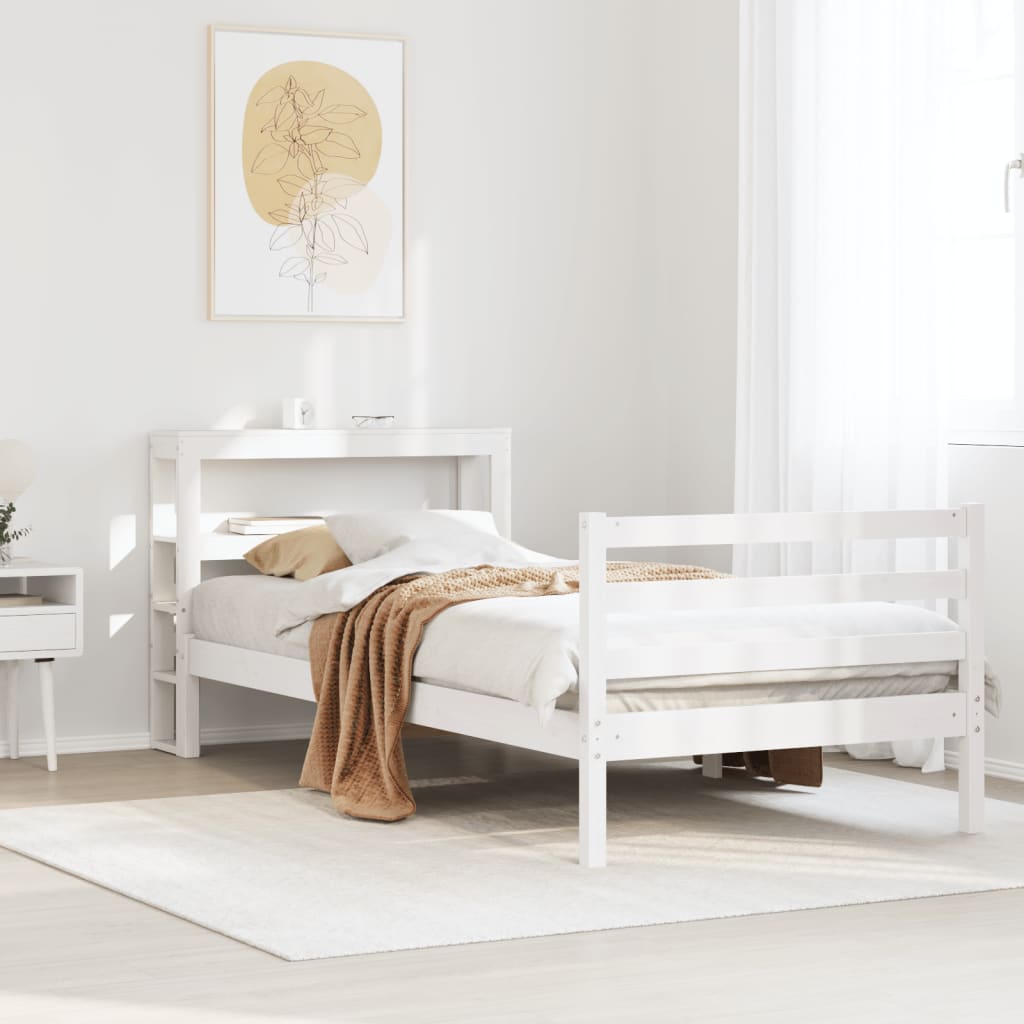 Bed Frame without Mattress White 90x190 cm Single Solid Wood Pine