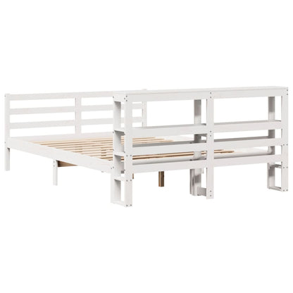 Bed Frame without Mattress White 135x190 cm Double Solid Wood Pine