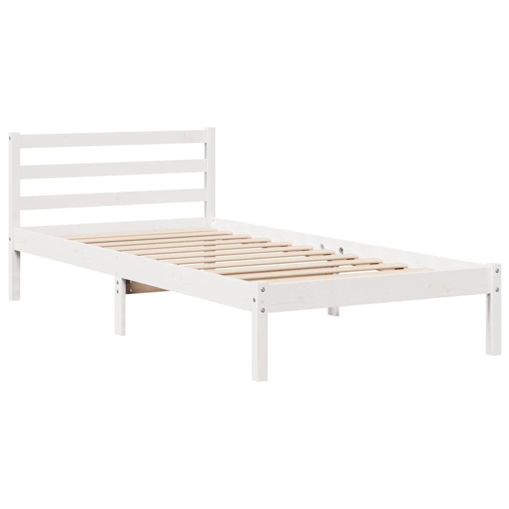 Bed Frame without Mattress White 90x200 cm Solid Wood Pine