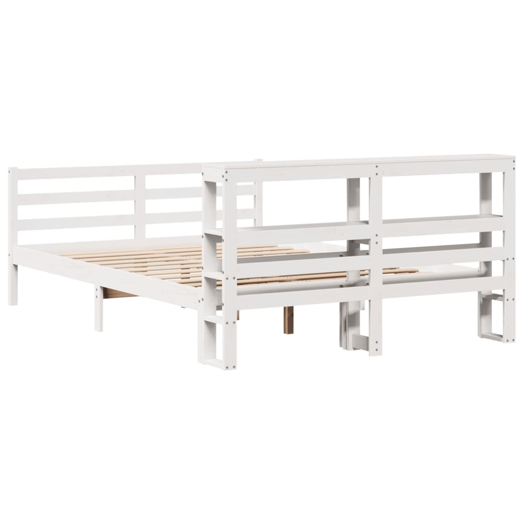 Bed Frame without Mattress White 120x200 cm Solid Wood Pine