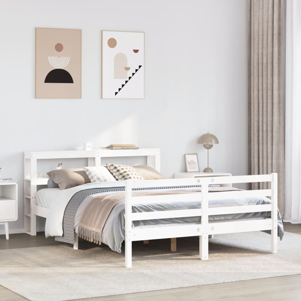 Bed Frame without Mattress White 120x200 cm Solid Wood Pine