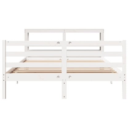 Bed Frame without Mattress White 150x200 cm King Size Solid Wood Pine