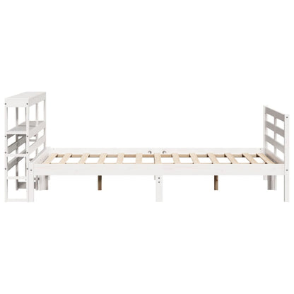Bed Frame without Mattress White 150x200 cm King Size Solid Wood Pine