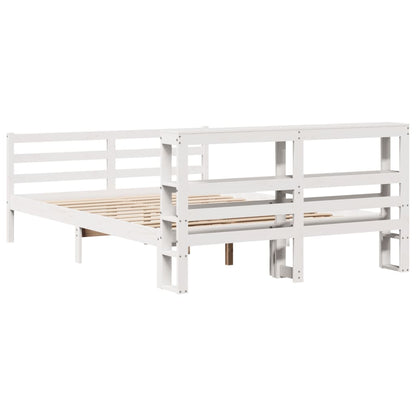 Bed Frame without Mattress White 150x200 cm King Size Solid Wood Pine