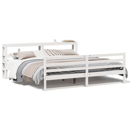 Bed Frame without Mattress White 200x200 cm Solid Wood Pine