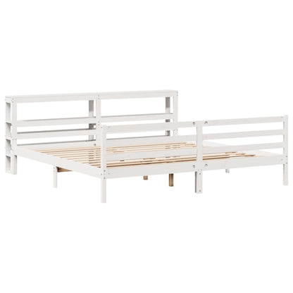 Bed Frame without Mattress White 200x200 cm Solid Wood Pine