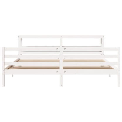 Bed Frame without Mattress White 200x200 cm Solid Wood Pine