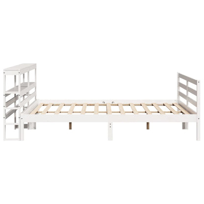 Bed Frame without Mattress White 200x200 cm Solid Wood Pine