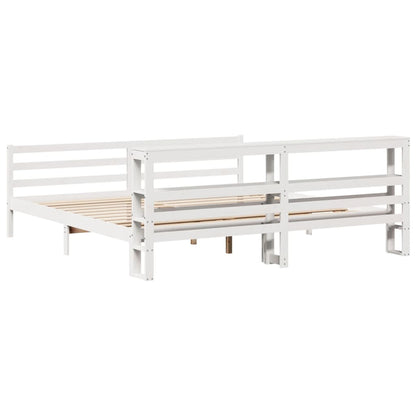 Bed Frame without Mattress White 200x200 cm Solid Wood Pine