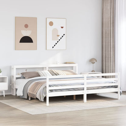 Bed Frame without Mattress White 200x200 cm Solid Wood Pine