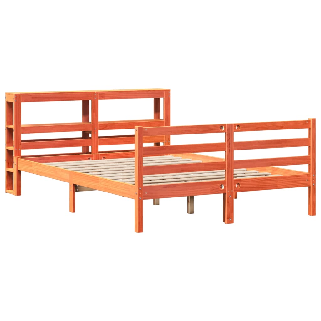 Bed Frame without Mattress Wax Brown 140x190 cm Solid Wood Pine