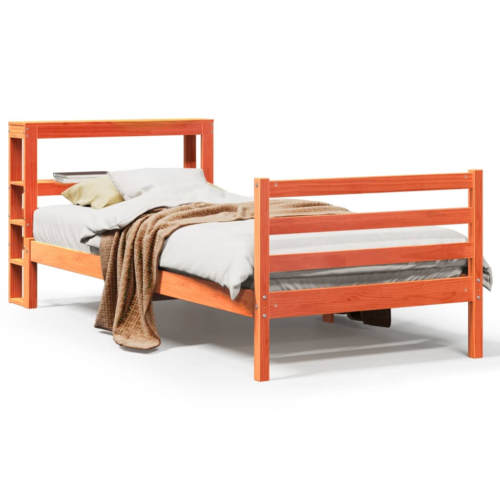 Bed Frame without Mattress Wax Brown 100x200 cm Solid Wood Pine