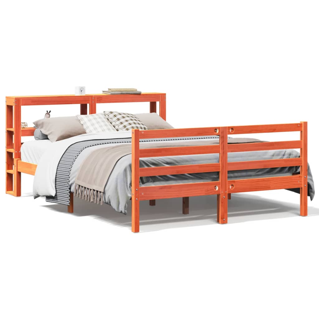 Bed Frame without Mattress Wax Brown 160x200 cm Solid Wood Pine